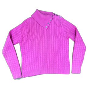Y2K Asymmetrical Pink Cable Knit Sweater
